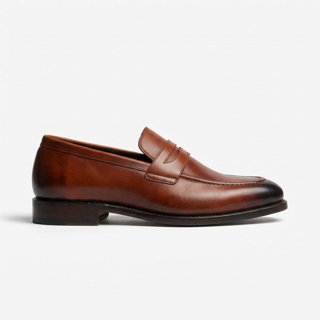 Kozasko tan square toe slip on