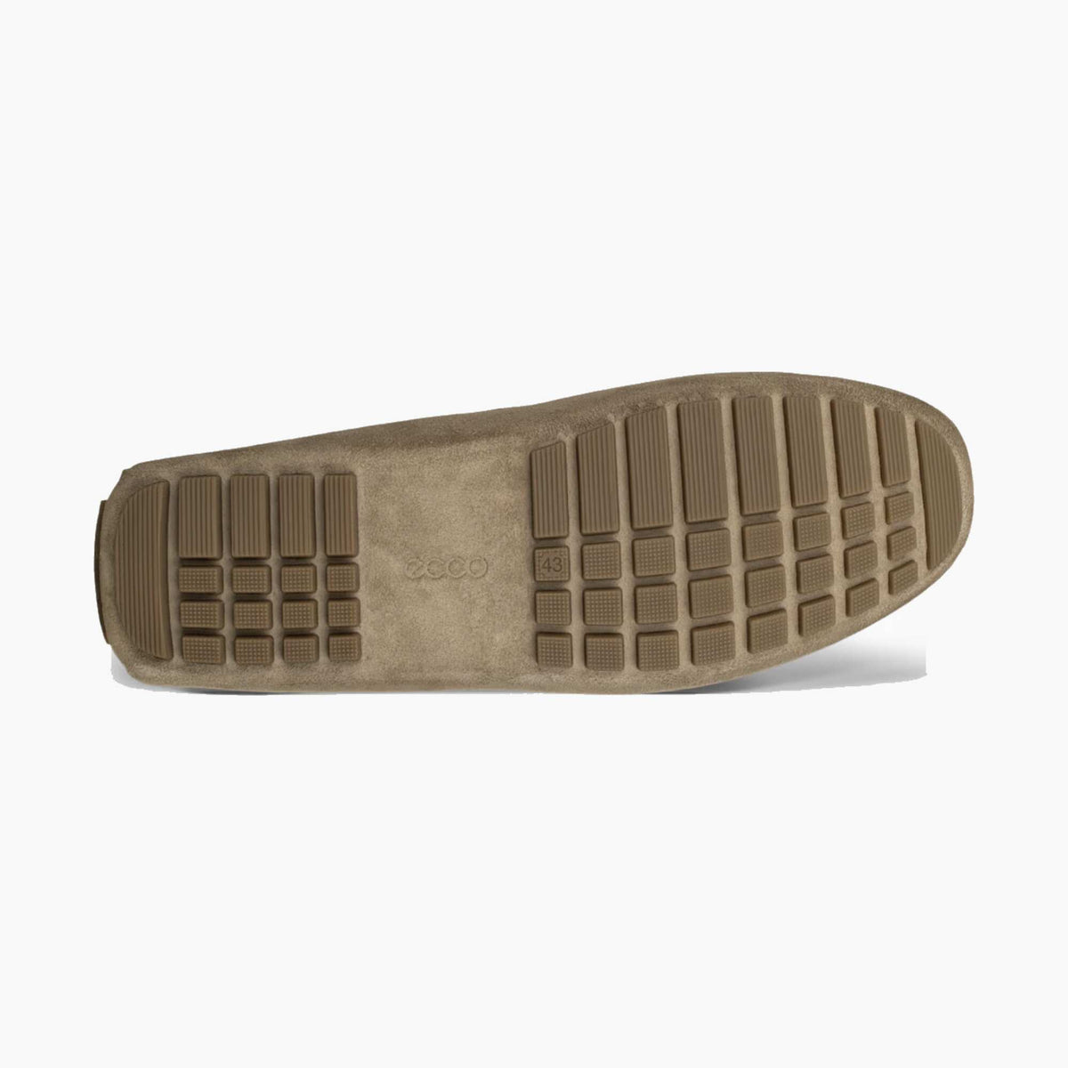 The outsole of a brown slip-on shoe, showing a textured tread pattern and embossed '2580' branding, photographed on a clean white background.