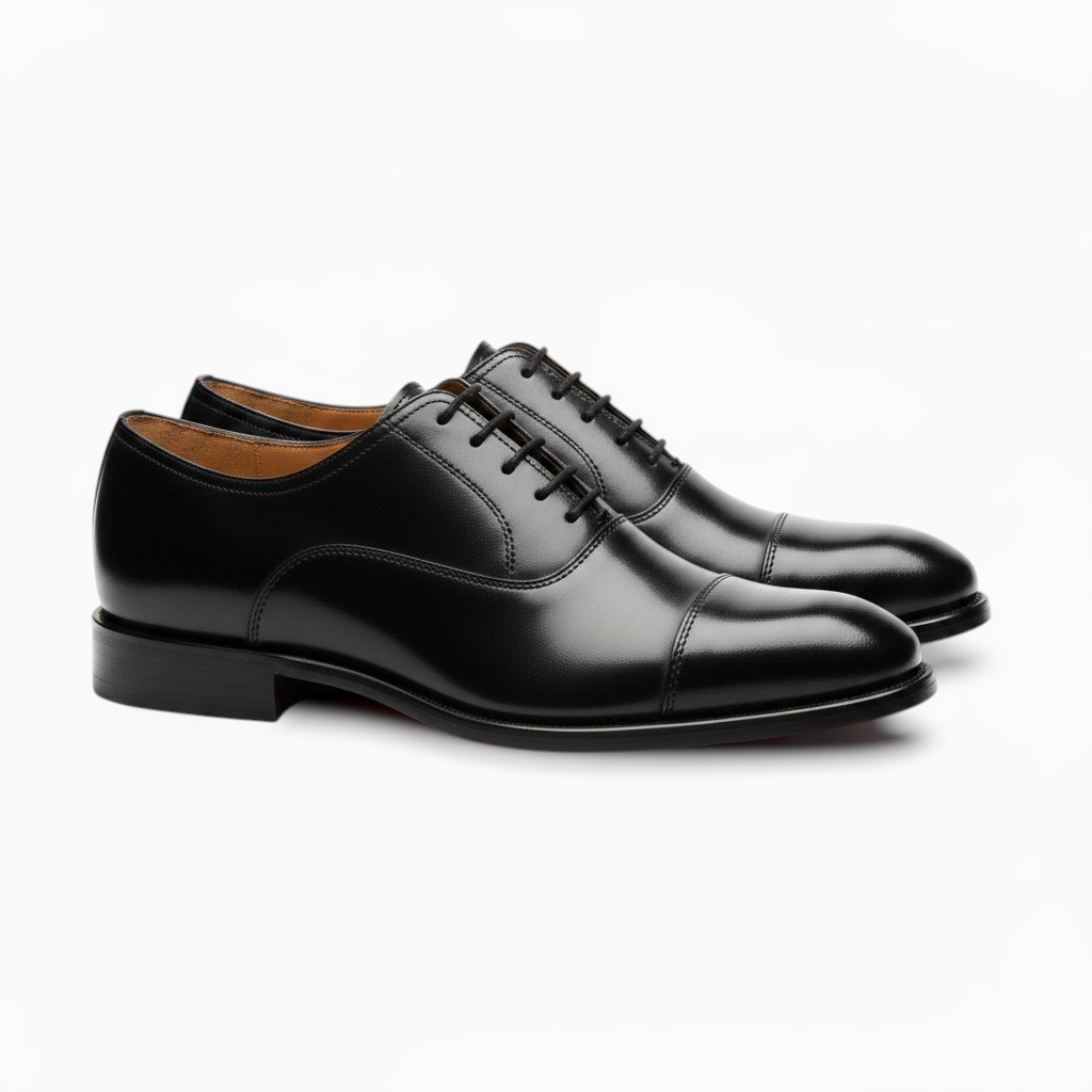 Fairdeal Shoes Kozasko black leather oxford shoes with a classic cap toe design and lace-up closure