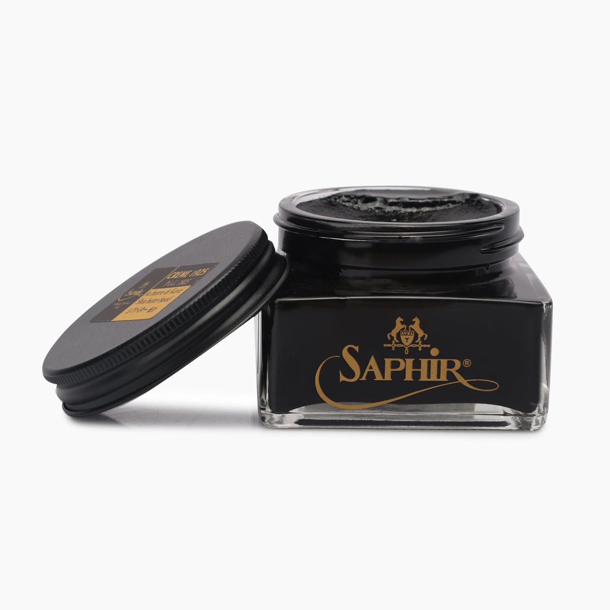 Fairdeal Shoes Saphir Medaille D'or Pommadier 1925 black leather cream polish in a glass jar with a metal lid