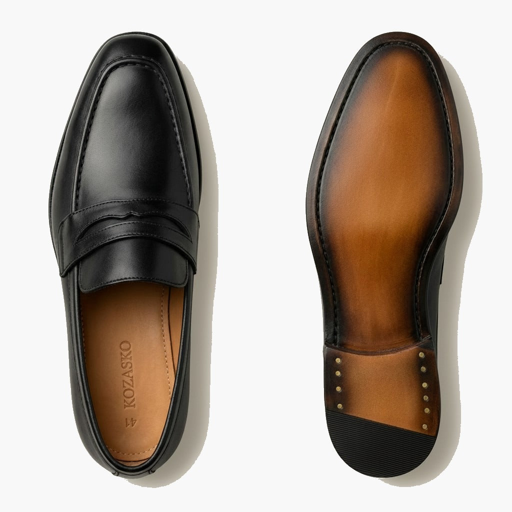Kozasko black square toe slip on